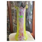 GREEN ART GLASS VASE