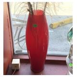 RED ART GLASS VASE