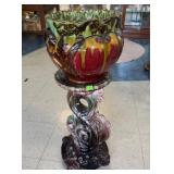 WELLER (ATTR.) POTTERY MAJOLICA JARDINIERE/PEDESTA