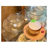 MURANO ART GLASS CUPS/SAUCERS