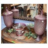 THREE PIECE ART GLASS GARNITURE