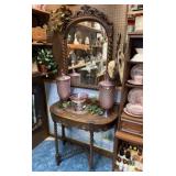 ANTIQUE CANE CONSOLE TABLE WITH MIRROR