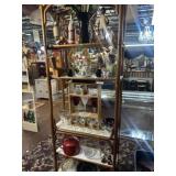 RATTAN SHELVING WITH CONTENTS