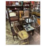 LOT OF VINTAGE CHAIRS, HIGH CHAIR