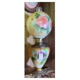 ANTIQUE FLORAL PAINTED BANQUET LAMP