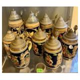 LOT OF LIDDED BEER STEINS