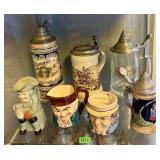 LOT OF STEINS, CHARACTER MUGS