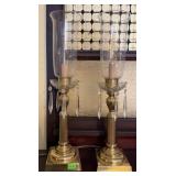 PAIR OF BRASS PRISM LAMPS