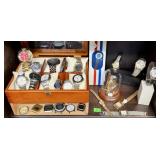 SHELF LOT OF TIMEPIECES/WATCHES