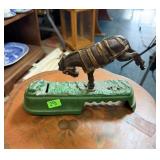 BUCKING HORSE CAST IRON COIN BANK