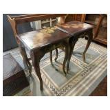 PAIR OF DECORATED SIDE TABLES