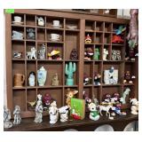 WHATNOT SHELF WITH CONTENTS