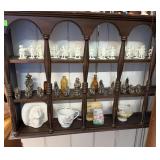 WHATNOT SHELF WITH CONTENTS
