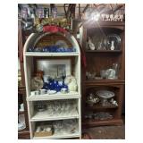 RATTAN SHELVING WITH CONTENTS