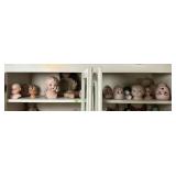 LOT OF ANTIQUE TO VINTAGE DOLL HEADS/PARTS