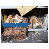 LOT OF DOLLS, PARTS, CLOTHING