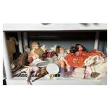 LOT OF DOLLS, PARTS, CLOTHING