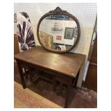 MISSION OAK DESK AND MIRROR