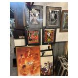 LOT OF ROCK AND ROLL FRAMED POSTERS