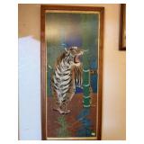 JAPANESE MID-CENTURY TIGER PAINTING ON SILK
