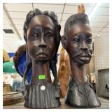 PAIR OF AFRICAN CARVED BUSTS