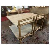 PAIR OF RATTAN SIDE TABLES