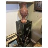 ORIENTAL PEDESTAL WITH CINNABAR STYLE URN