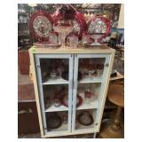 CABINET WITH CONTENTS- THUMBPRINT GLASS