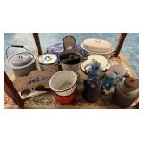 LOT OF VINTAGE ENAMEL COOK WARES