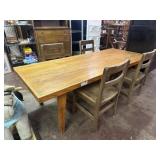 CHILDRENS SCHOOLHOUSE TABLE, 4 CHAIRS