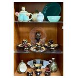 TEA SERVICE ITEMS, CUPS/SAUCERS, POTS