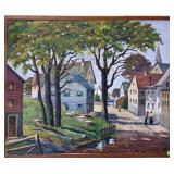 A. WEISS FRAMED O/C VILLAGE PAINTING