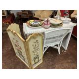 WICKER DESK, SERVING ITEMS, FIREPLACE SCREEN