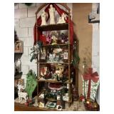 WHATNOT SHELF WITH HOLIDAY Dï¿½COR