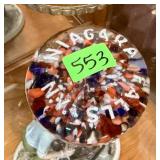VINTAGE NIAGRA FALLS ART GLASS PAPERWEIGHT