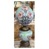 ANTIQUE FLORAL DECORATED BANQUET LAMP