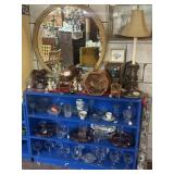 BLUE SHELF WITH CONTENTS