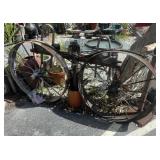 PAIR OF OLD WAGON WHEELS - YOKE