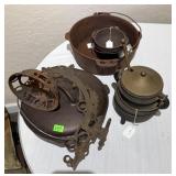 LOT OF CAST IRON COOKWARE, POTS, CAULDRONS