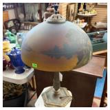 REVERSE PAINTED ART GLASS LAMP