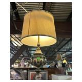 BRASS SHADED SWAG LAMP