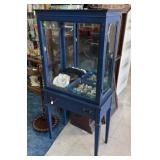 BLUE PAINTED DISPLAY CABINET