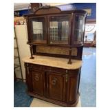 LOUIS XVI STYLE MARBLE TOP BUFFET SERVING CABINET