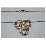 925 Sterling Vermeil CZ Celtic Trinity Knot 18'