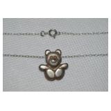 925 Sterling Happy Teddy Bear Pendant Necklace 15'
