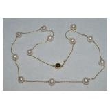925 Sterling Vermeil Pearl Strand Necklace 21'