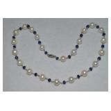 925 Sterling Pearl & Amethyst Beaded Strand 18'
