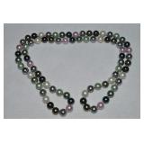 Multi Color Pearl Knotted Strand Necklace 34'