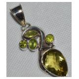 Ross Simons 925 Sterling Peridot Pendant 2.75'