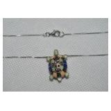 Lenox 925 Sterling Multi Gemstone Turtle Pendant
